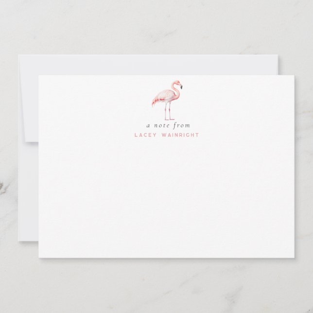 Waterccolor Flamingo Personalized Stationery Note Card (Front)