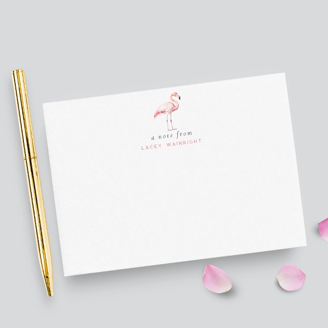 Waterccolor Flamingo Personalized Stationery Note Card (Creator Uploaded)