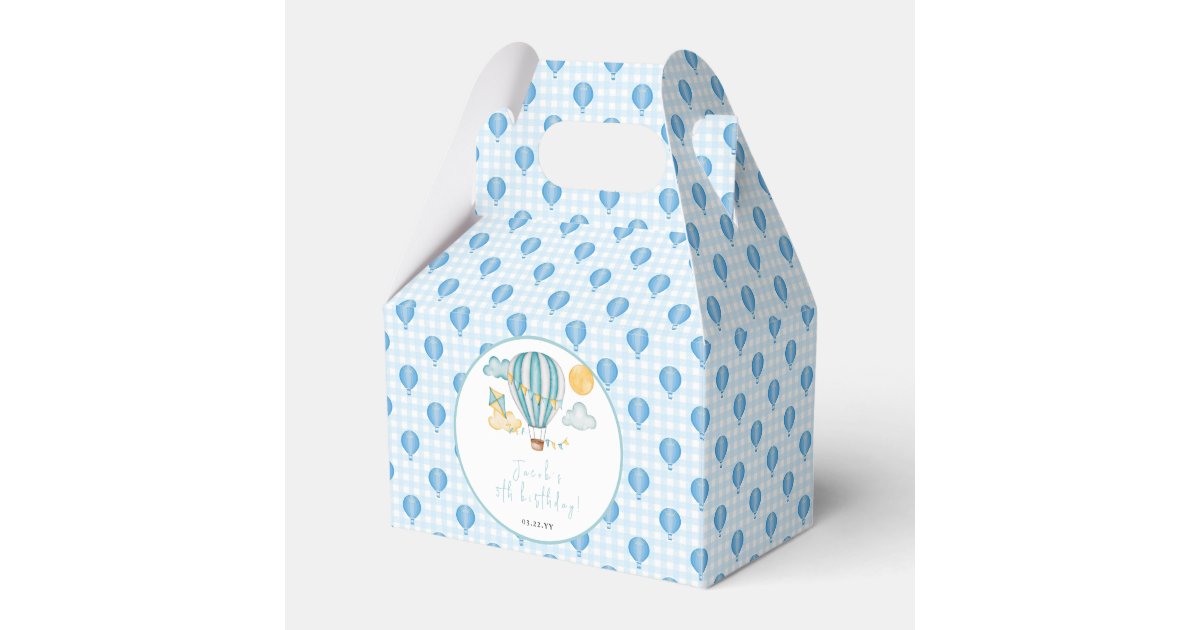 Watercolo Hot Air Balloon Kid 5th Birthday Party Favor Boxes | Zazzle