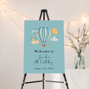Watercolo Hot Air Balloon Kid 5th Birthday Party Foam Board