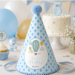 Watercolo Hot Air Balloon Kid 5th Birthday Party Hat