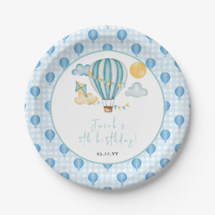 Watercolo Hot Air Balloon Kid 5th Birthday Party  Paper Plates