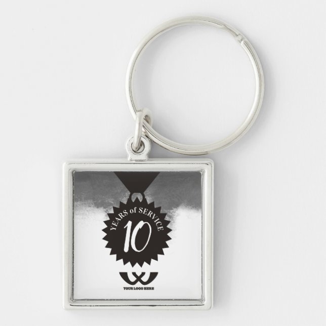Watercolor 10 year employee anniversary keychain (Front)