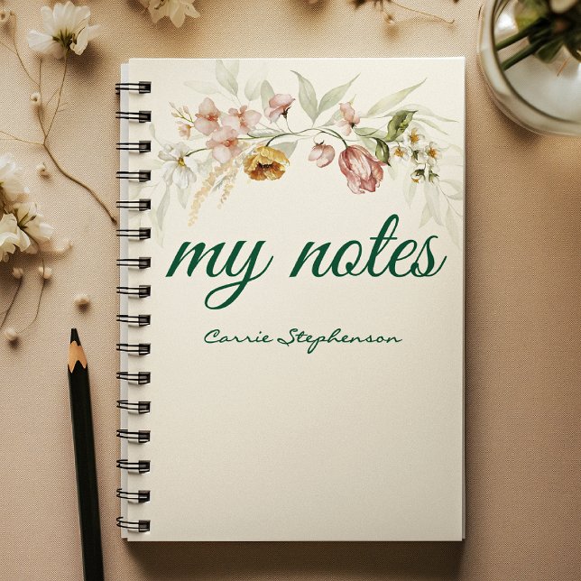 Watercolor 1600s Floral Swag Flowers Spiral Notebook (Creator Uploaded)