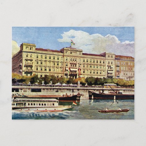 Watercolor 1920s Grand Hotel Budapest Postcard