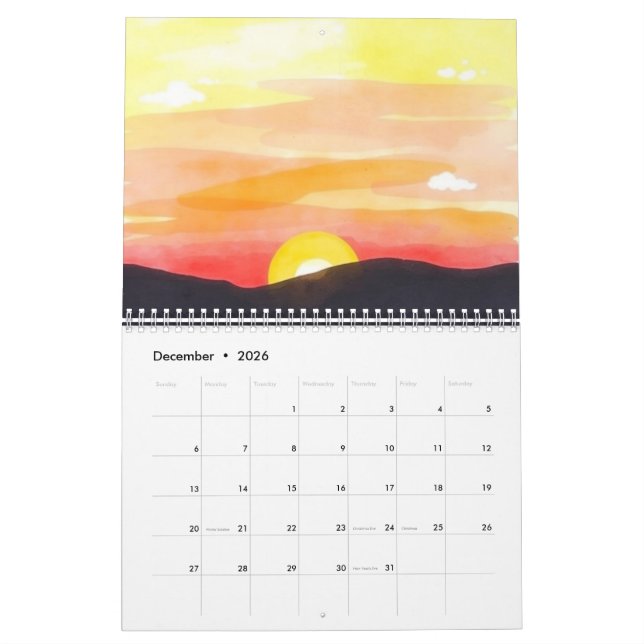 Watercolor 2025 Wall Calendar  (Dec 2026)