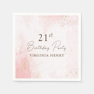 Watercolor 21st Birthday Party Napkins
