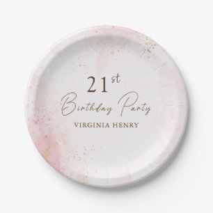 Watercolor 21st Birthday Party Paper Plates