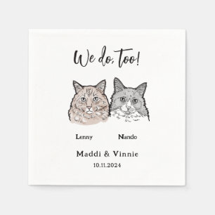 Watercolor 2 Cats Face Pet We Do Too Wedding Napkins