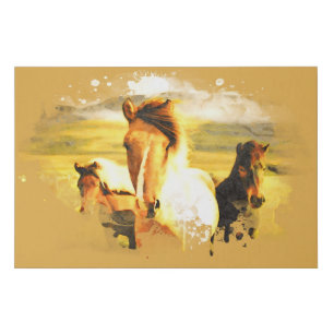 *~* Watercolor 3 Horses - Mountains AR22 Faux Canvas Print