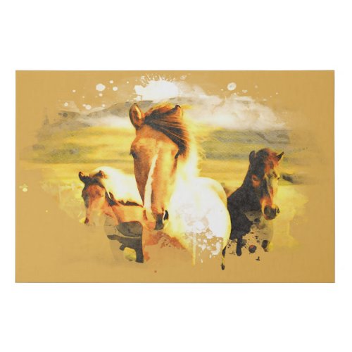  Watercolor 3 Horses _ Mountains AR22 Faux Canvas Print