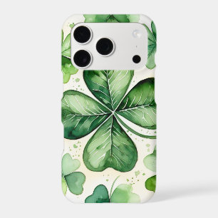 Watercolor 4 Leaf Clover Lucky Shamrock Irish Erin iPhone 17 Pro Case