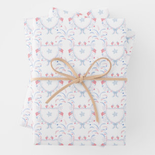 Watercolor 4th of July Fireworks Wrapping Paper Sheets