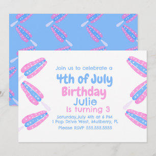 Watercolor 4th of July Ice Cream Invitation