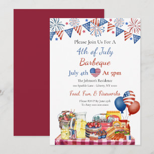 Watercolor 4th of July Party Invitation