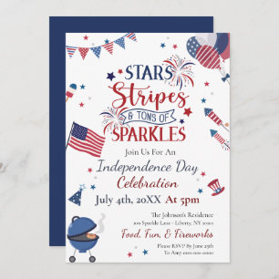 Watercolor 4th of July Party  Invitation