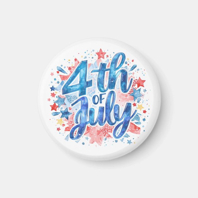 Watercolor 4th of July Patriotic Magnet (Front)
