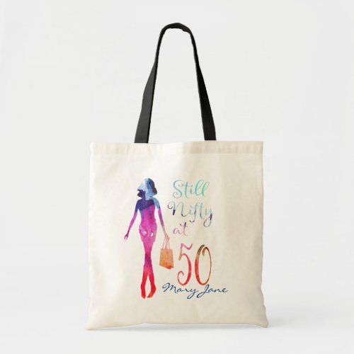 Watercolor 50th Birthday Gift Tote Bag