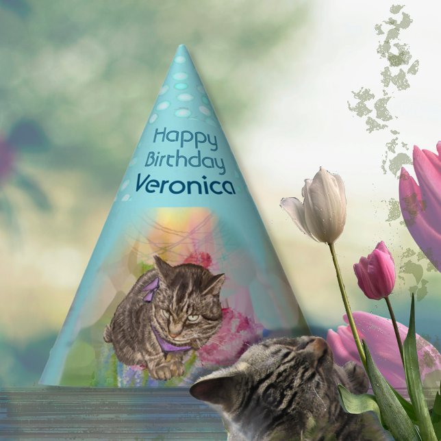 Watercolor 5th birthday Cat Party Hat (Watercolor 5th birthday Cat Party Hat)