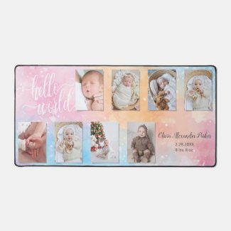 Watercolor 8-Photo Baby Collage w/Custom Script