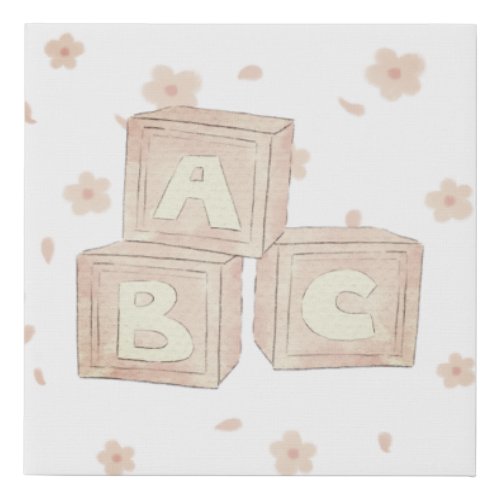 Watercolor A B C Block Letters Faux Canvas