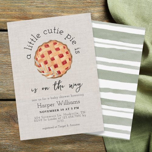 Watercolor A Cutie Pie is on the way Baby Shower  Invitation