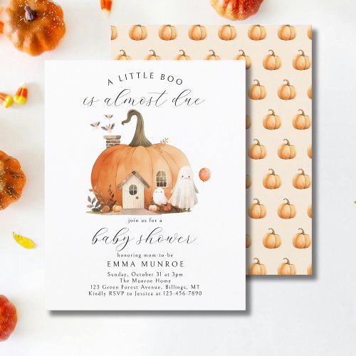 Watercolor A Little Boo Budget Baby Shower Invite