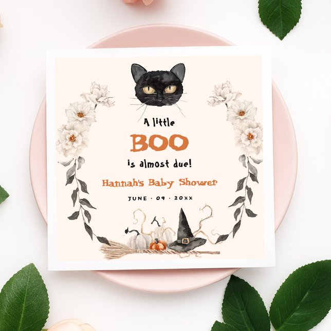 Watercolor A Little Boo Halloween Baby Shower Napkins (Creator Uploaded)