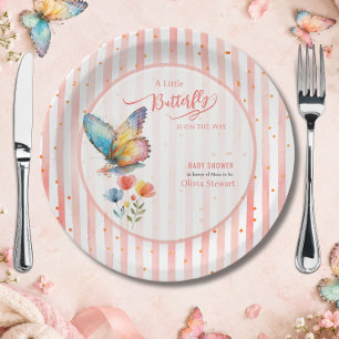 Watercolor A little butterfly is on the way Paper Plates