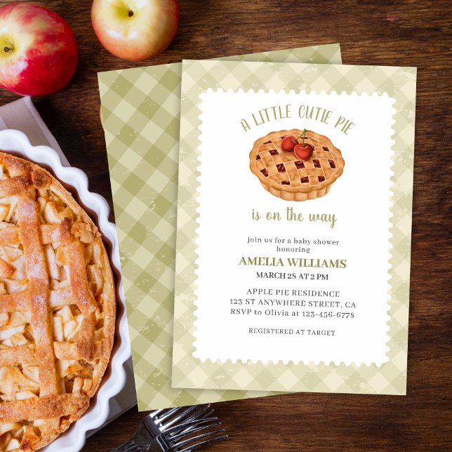 Watercolor A little cutie pie fall baby shower Invitation (Creator Uploaded)