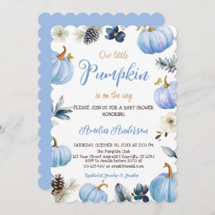 Watercolor A Little Pumpkin Fall Boy Baby Shower Invitation
