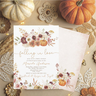 Watercolor A little pumpkin is on the way Baby Invitation