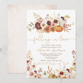 Watercolor A little pumpkin is on the way Baby Invitation