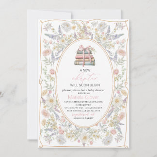 Watercolor A New Chapter Begin Baby Shower Invita Invitation