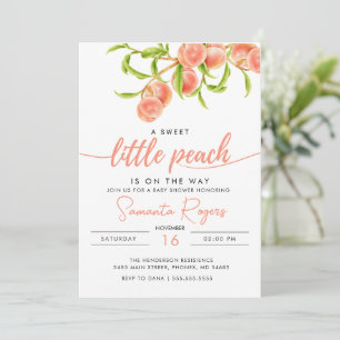 Watercolor A Sweet Little Peach Baby Shower Invitation