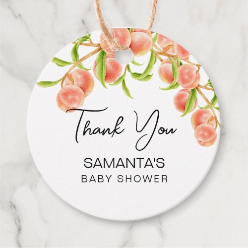 Watercolor A Sweet Little Peach Thank You Favor Tags