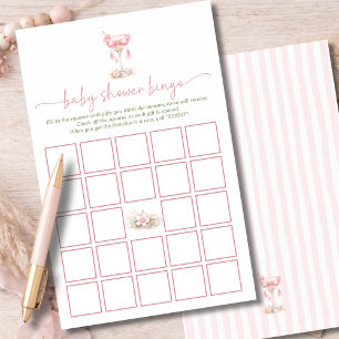 Watercolor A Tini One Girl Baby Shower Bingo Game