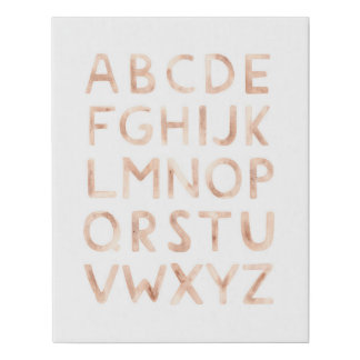 Watercolor abc kids alphabet. Nursery baby room  Faux Canvas Print