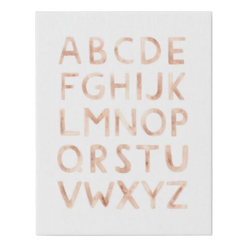 Watercolor abc kids alphabet Nursery baby room  Faux Canvas Print