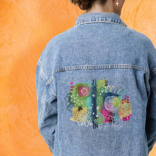 Watercolor Abstract Art Colorful Be Yourself Quote Denim Jacket