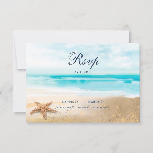 Watercolor Abstract Beach Starfish Wedding RSVP