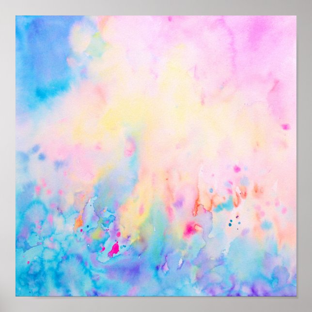 Watercolor Abstract Blue Landscape Print (Front)
