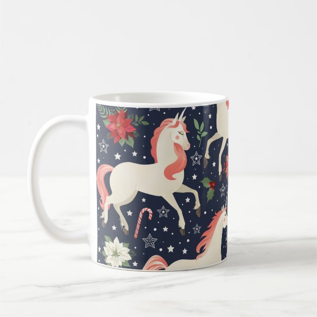 Watercolor abstract blue triangles seamless backgr coffee mug (Left)