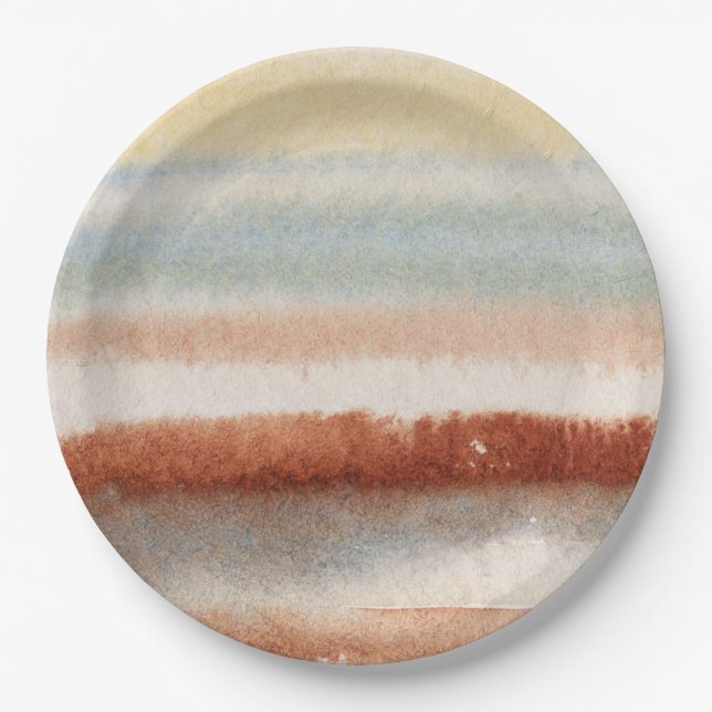 Watercolor Abstract Boho  Paper Plates (Front)