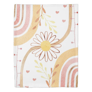 Watercolor Abstract Botanical Flower Rainbow Kids Duvet Cover