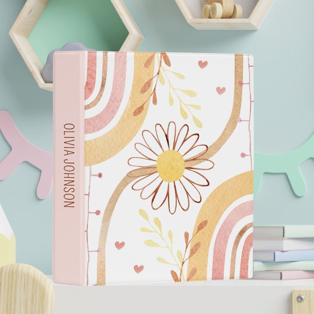 Watercolor Abstract Botanical Flower Rainbow Kids Mini Binder (In situ)