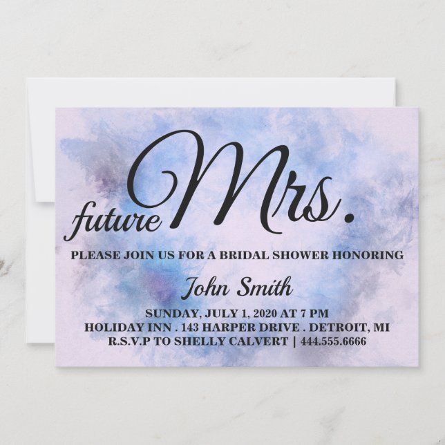 Watercolor Abstract Bridal Shower future Mrs. Invitation (Front)