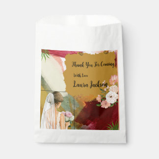 watercolor abstract bridal shower invitation favor bag