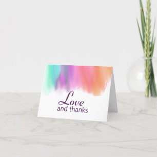 Watercolor Abstract Bright Colorful Rainbow Letterpress Thank You Card