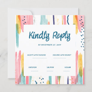 Watercolor Abstract Colorful Brush Wedding Rsvp Invitation